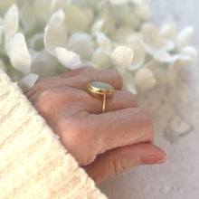 Cargar imagen en el visor de la galería, Antique Natural Opal Oval Solitaire 18ct Yellow Gold Ring: Victorian Ring Size R/8.75