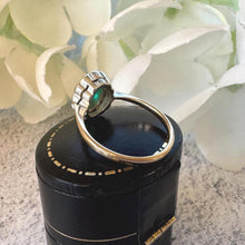 Load image into Gallery viewer, Antique Victorian 9ct Gold Emerald Green & White Paste Diamond Cluster Ring
