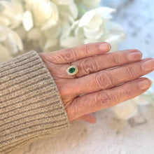 Load image into Gallery viewer, Antique Victorian 9ct Gold Emerald Green & White Paste Diamond Cluster Ring