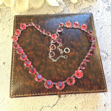 Load image into Gallery viewer, Antique Art Deco Pink Ruby Paste Sterling Silver Riviere Necklace