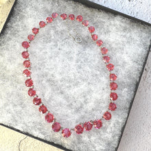 Load image into Gallery viewer, Antique Art Deco Pink Ruby Paste Sterling Silver Riviere Necklace