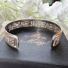 Load image into Gallery viewer, Vintage Sterling Silver Egyptian Hieroglyphic Amulet Bangle: 1970s Talisman Jewellery