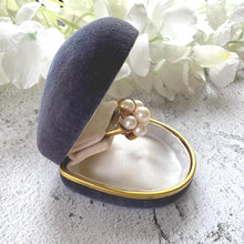 Load image into Gallery viewer, 1970s 14ct Gold Pearl Cluster Ring: Mid-Century High Dome Flower Design (Boxed)