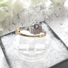Load image into Gallery viewer, Antique 1920s Sapphire Diamond Cluster Ring: 18ct Gold & Platinum Edwardian/Art Deco Engagement Ring