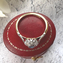 Load image into Gallery viewer, Antique 1920s Sapphire Diamond Cluster Ring: 18ct Gold & Platinum Edwardian/Art Deco Engagement Ring