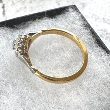 Load image into Gallery viewer, Antique 1920s Sapphire Diamond Cluster Ring: 18ct Gold & Platinum Edwardian/Art Deco Engagement Ring