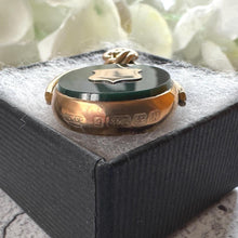 Load image into Gallery viewer, Victorian 9ct Gold Scottish Bloodstone Spinner Fob: Antique Eternity Love Knot & Shield Large Pendant, Hallmarked 1894