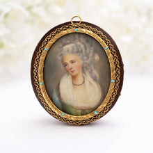 Load image into Gallery viewer, Georgian Signed Portrait Miniature of a Lady, Ormolu Pendant Frame, Cased