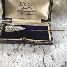 Load image into Gallery viewer, Georgian Sterling Silver Stick Pin: Antique Engraved Shield Lapel