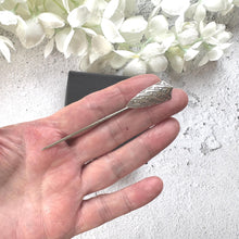 Load image into Gallery viewer, Georgian Sterling Silver Stick Pin: Antique Engraved Shield Lapel