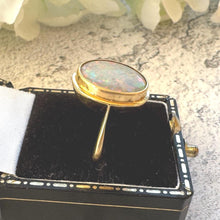 Cargar imagen en el visor de la galería, Antique Natural Opal Oval Solitaire 18ct Yellow Gold Ring: Victorian Ring Size R/8.75