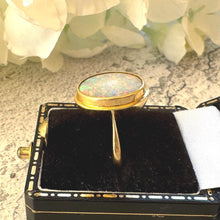 Cargar imagen en el visor de la galería, Antique Natural Opal Oval Solitaire 18ct Yellow Gold Ring: Victorian Ring Size R/8.75