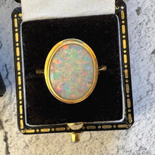 Cargar imagen en el visor de la galería, Antique Natural Opal Oval Solitaire 18ct Yellow Gold Ring: Victorian Ring Size R/8.75