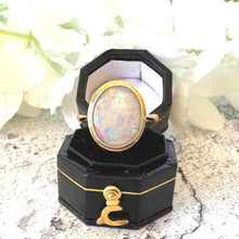 Cargar imagen en el visor de la galería, Antique Natural Opal Oval Solitaire 18ct Yellow Gold Ring: Victorian Ring Size R/8.75