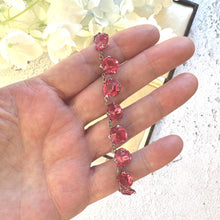 Load image into Gallery viewer, Antique Art Deco Pink Ruby Paste Sterling Silver Riviere Necklace