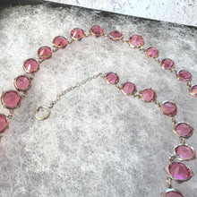 Load image into Gallery viewer, Antique Art Deco Pink Ruby Paste Sterling Silver Riviere Necklace