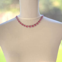 Load image into Gallery viewer, Antique Art Deco Pink Ruby Paste Sterling Silver Riviere Necklace