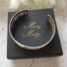 Load image into Gallery viewer, Vintage Sterling Silver Egyptian Hieroglyphic Amulet Bangle: 1970s Talisman Jewellery