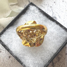 Load image into Gallery viewer, 1970s 14ct Gold Pearl Cluster Ring: Mid-Century High Dome Flower Design (Boxed)