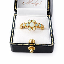 Load image into Gallery viewer, Antique 9ct Gold Natural Opal Cluster Daisy Ring: Georgian/Victorian Ornate Halo Ring