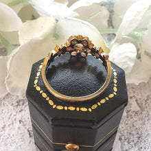 Load image into Gallery viewer, Antique 9ct Gold Natural Opal Cluster Daisy Ring: Georgian/Victorian Ornate Halo Ring