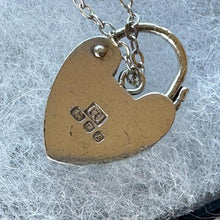 Load image into Gallery viewer, Vintage English Sterling Silver Curb Bracelet, Love Heart Padlock Clasp, Equestrian Horseshoe Charm