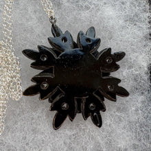 Load image into Gallery viewer, Antique Georgian Black Vauxhall Glass Flower Pendant Necklace: Rare English Regency Jewellery
