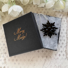 Load image into Gallery viewer, Antique Georgian Black Vauxhall Glass Flower Pendant Necklace: Rare English Regency Jewellery