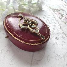 Load image into Gallery viewer, Antique Art Nouveau Emerald Pearl Lavaliere Necklace: 18ct Gold Edwardian Emerald Drop Pendant