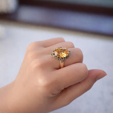 Load image into Gallery viewer, Vintage Sunset Peach Colour-Changing Tourmaline Cocktail Ring in Sterling Silver, Size O/7.25