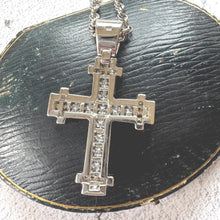 Load image into Gallery viewer, Vintage Heavy Sterling Silver Iced Cross Pendant, CZ Hip Hop Style Statement