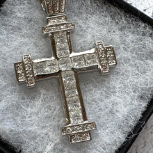 Load image into Gallery viewer, Vintage Heavy Sterling Silver Iced Cross Pendant, CZ Hip Hop Style Statement