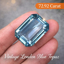 Load image into Gallery viewer, Exceptional 72.92ct London Blue Topaz, Emerald Cut Large Loose Gemstone, Vintage 1970s