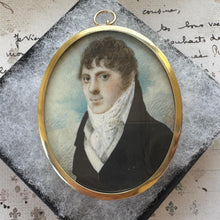 Load image into Gallery viewer, Antique Georgian Portrait Miniature Pendant of a Gentleman: Romantic Regency Keepsake, circa 1805–1820