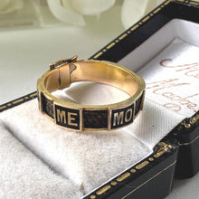 Charger l'image dans la galerie, Victorian Mourning Ring, Chester 1901: 9ct Gold Hairwork Enamel In Memory Of Memorial Band