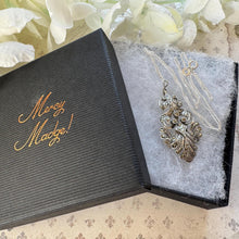 Load image into Gallery viewer, Edwardian Art Nouveau Marcasite Pendant Necklace: Large Sterling Silver Paisley Openwork Antique Design