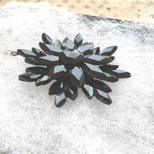 Load image into Gallery viewer, Antique Georgian Black Vauxhall Glass Flower Pendant Necklace: Rare English Regency Jewellery