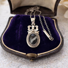 Load image into Gallery viewer, Victorian Sterling Silver Bulls Eye Agate Pendant & Chain
