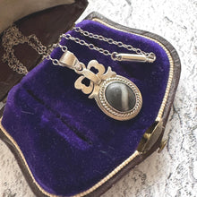 Load image into Gallery viewer, Victorian Sterling Silver Bulls Eye Agate Pendant & Chain