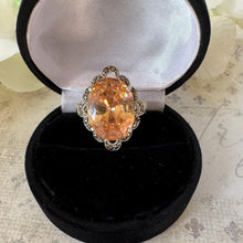 Load image into Gallery viewer, Vintage Sunset Peach Colour-Changing Tourmaline Cocktail Ring in Sterling Silver, Size O/7.25
