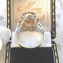 Load image into Gallery viewer, Vintage Sunset Peach Colour-Changing Tourmaline Cocktail Ring in Sterling Silver, Size O/7.25