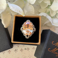 Load image into Gallery viewer, Vintage Sunset Peach Colour-Changing Tourmaline Cocktail Ring in Sterling Silver, Size O/7.25