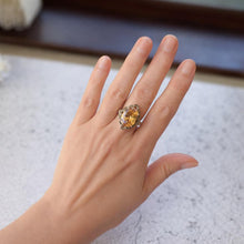 Load image into Gallery viewer, Vintage Sunset Peach Colour-Changing Tourmaline Cocktail Ring in Sterling Silver, Size O/7.25