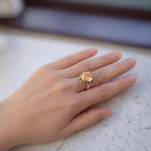 Load image into Gallery viewer, Vintage Sunset Peach Colour-Changing Tourmaline Cocktail Ring in Sterling Silver, Size O/7.25