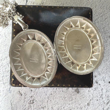 画像をギャラリービューアに読み込む, Victorian Sterling Silver Locket, Engraved and Dated 1875, Oval Antique Photo Keepsake Pendant