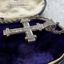 Load image into Gallery viewer, Vintage Heavy Sterling Silver Iced Cross Pendant, CZ Hip Hop Style Statement