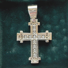 Load image into Gallery viewer, Vintage Heavy Sterling Silver Iced Cross Pendant, CZ Hip Hop Style Statement