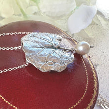 Load image into Gallery viewer, Vintage Sterling Silver & Pearl Water Lily Leaf Pendant Necklace. Art Nouveau Style Convertible Brooch