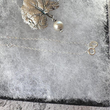Load image into Gallery viewer, Vintage Sterling Silver & Pearl Water Lily Leaf Pendant Necklace. Art Nouveau Style Convertible Brooch