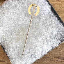 Load image into Gallery viewer, Antique Victorian Sterling Silver Lucky Horseshoe Stick Pin, Circa 1890